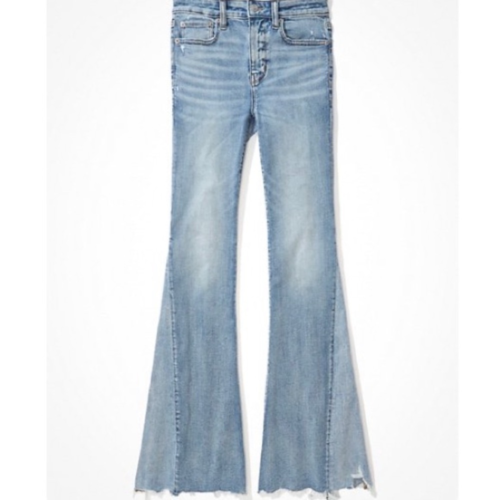 AE Festival Flare next level stretch two tone jeans size 8